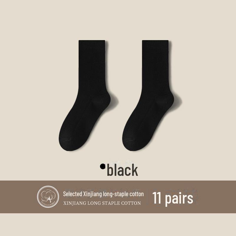 "Women's Medium-Length Cotton Socks: Boneless, Solid Color, Perfect for Spring and Autumn. Casual, Slim Fit, Ideal with Small Leather Shoes."