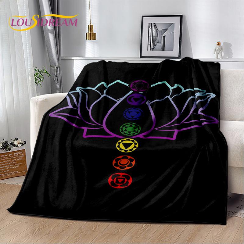 3D Yoga Zen Naturalize Meditation Rainbow 7 Chakra Blanket,Flannel Throw Blanket for Home Bedroom Bed Sofa Picnic Office Hiking