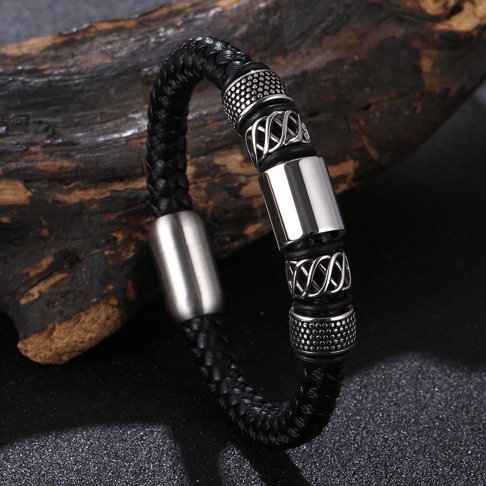 European Retro Woven Leather Bracelet - New Punk Style, 4 Colors Available