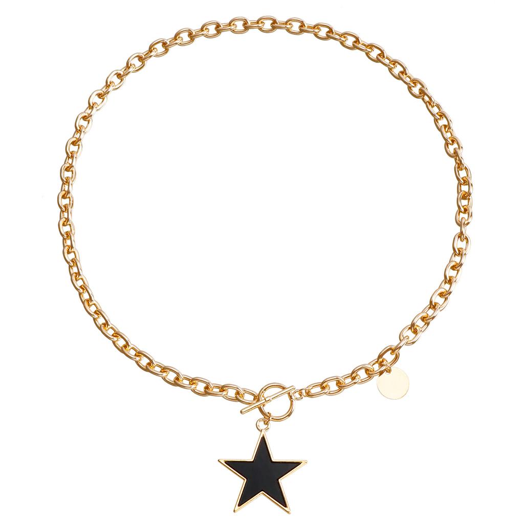 Accessories, Simple White Star Imitation Fritillary Necklace, Temperament Metal Rough Aluminum Chain Sweater Chain