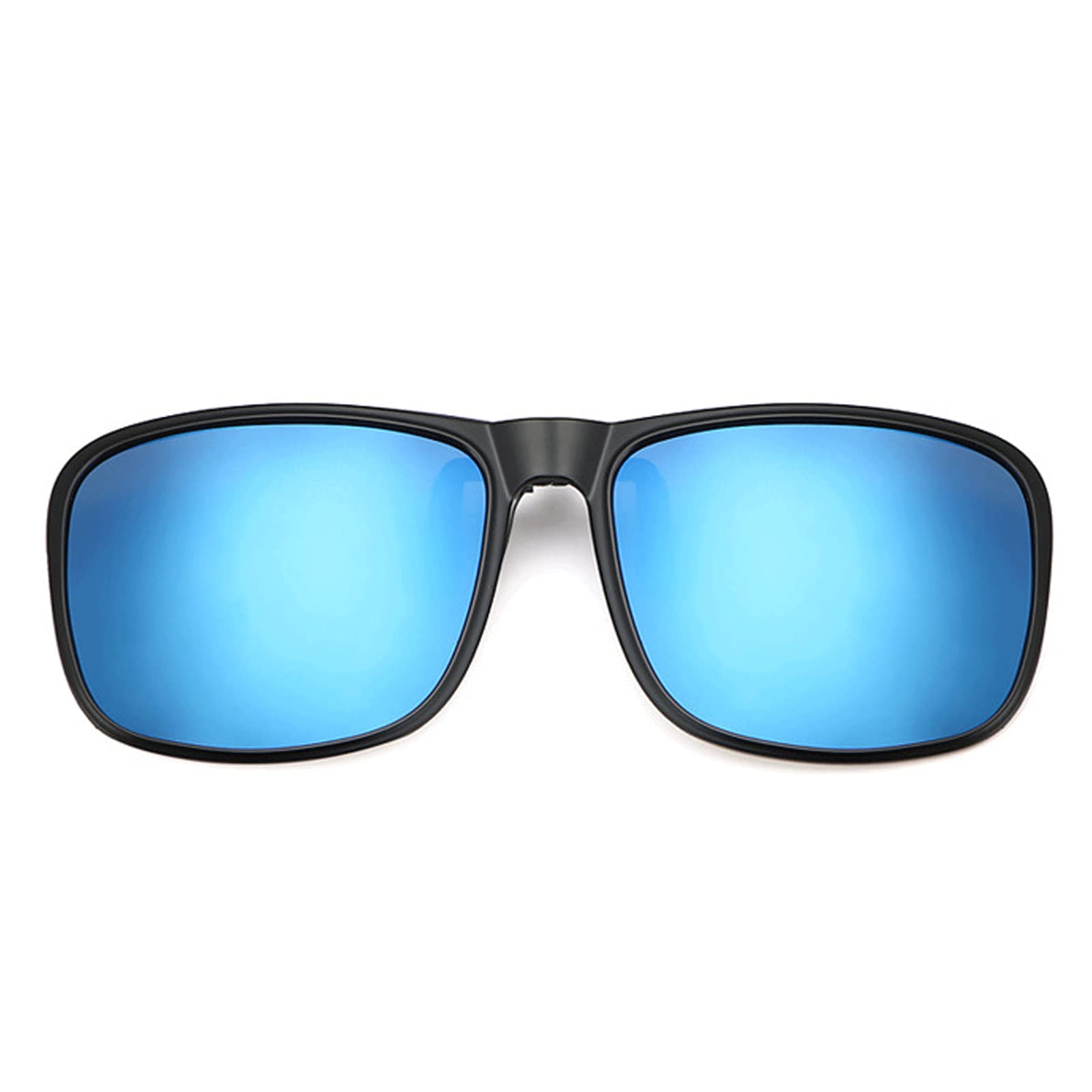 [FF FRAZALA] Polarized Clip-On Sunglasses, Flip-Up, UV Protection, Ultra-Lightweight, Polarized Lenses, Wears Over Glasses, Unisex (Blue)