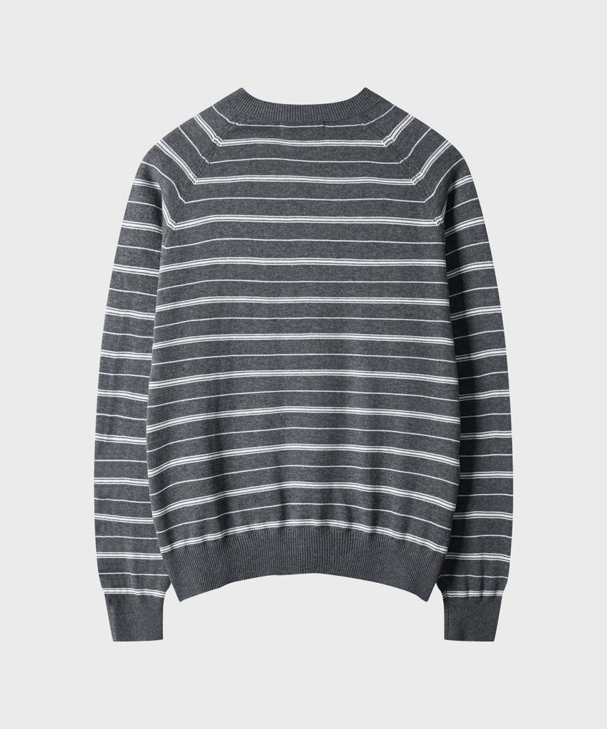 LEIRE Diagonal Henley Neck Crop Knit [Gray St]