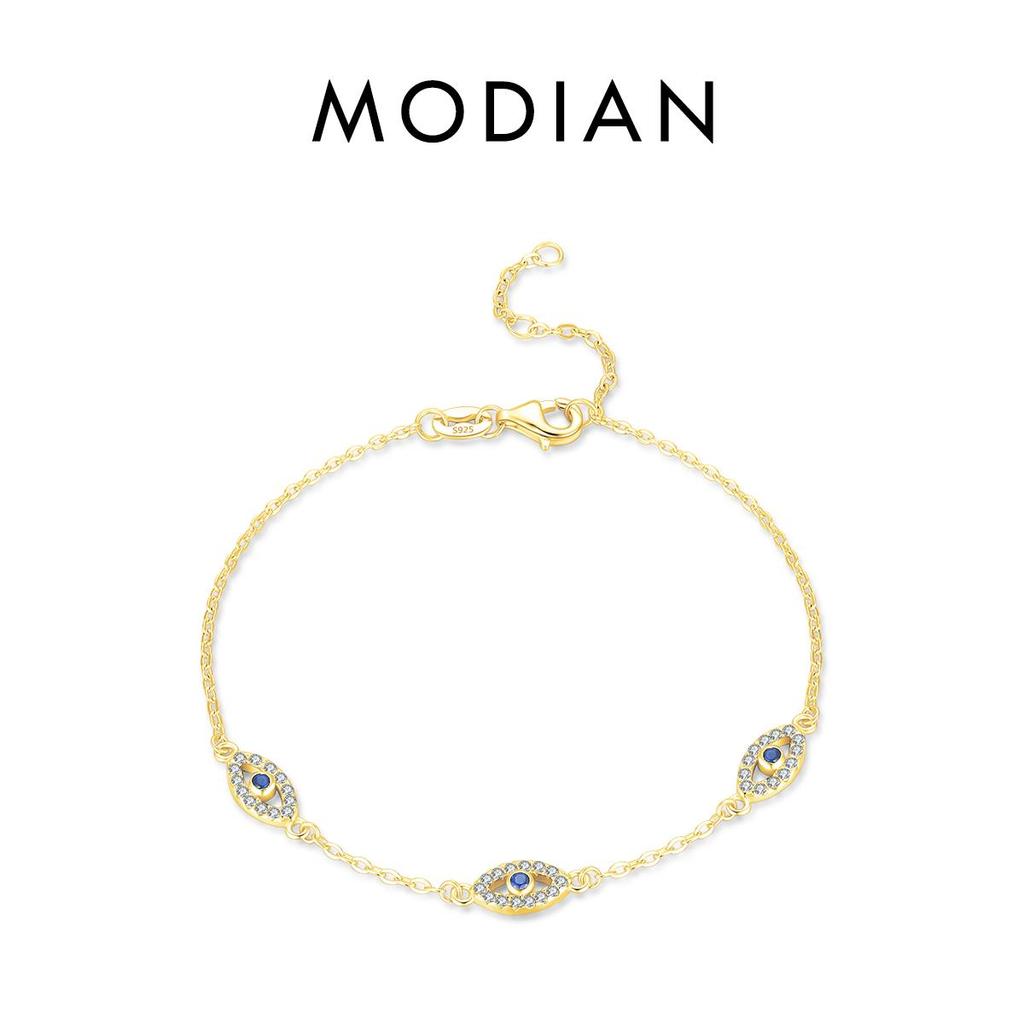 MODIAN Bracelet réglable en argent Sterling 925 pour femmes, élégant, bleu clair, CZ, Style coréen, yeux bleus, chaîne à maillons, bijoux fins