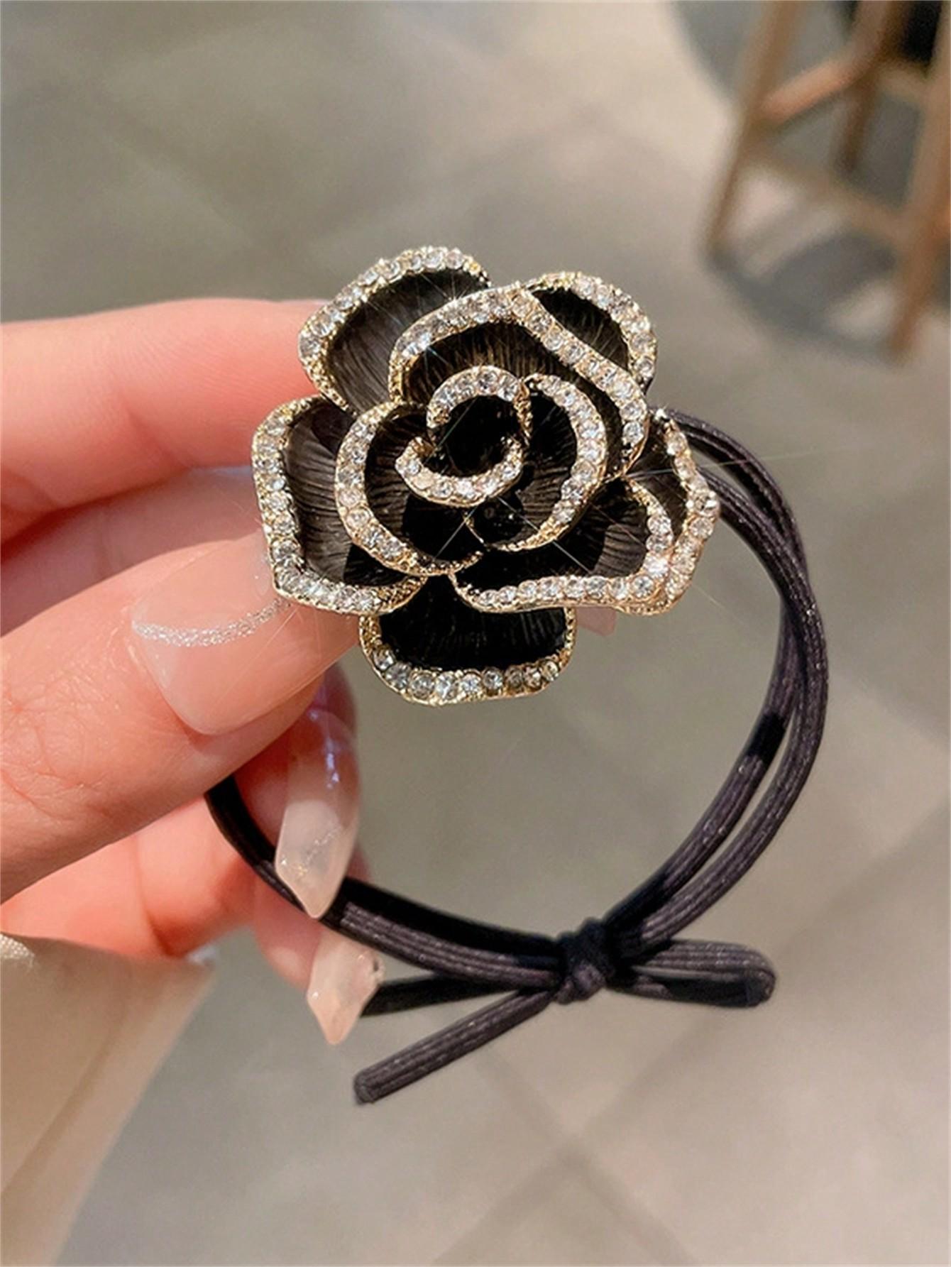 

1 роза цветок кожаный ремешок пряжка новая резинка для волос высокая эластичность завязка веревка для волос кожаный ремешок диск аксессуары для волос Size fits all