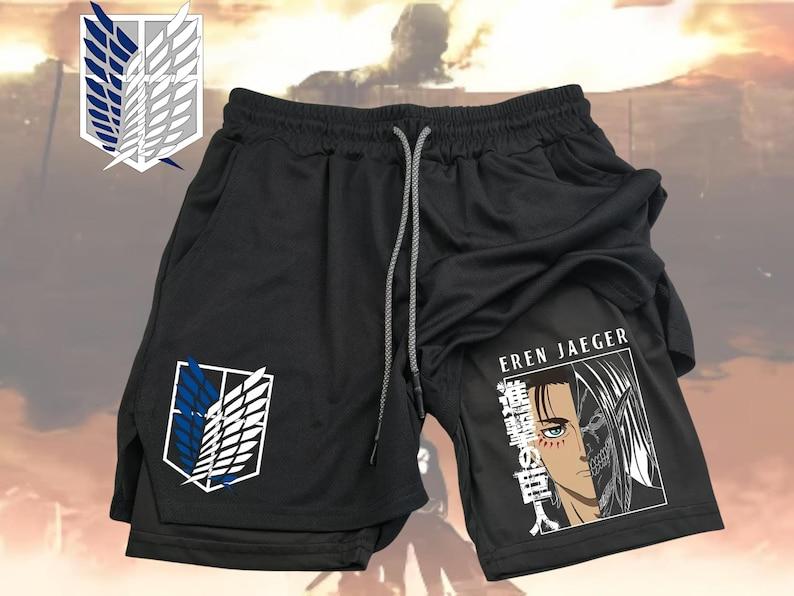 

Чоловічі спортивні шорти Attack on Titan | Швидкосихаючі дихаючі фітнес-шорти для тренажерного залу, спортивного бігу, активного відпочинку | Валентинів подарунок XL