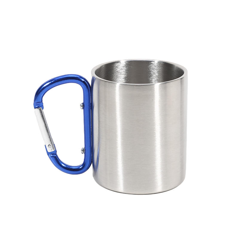 200ML Lightweight Stainless Steel Camping Mug with Carabiner Portable Metal Coffee Mugs for Outdoor Sports Travel Hiking