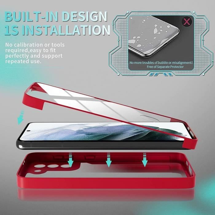 Hülle - BOOLING - für Samsung S21 - Rot - Hart - Kratzfest - Verstärkter Rand