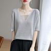 Hollow Knitted Sweater Short-sleeved Women's Summer Thin Breathable Loose and Thin Top Shirt