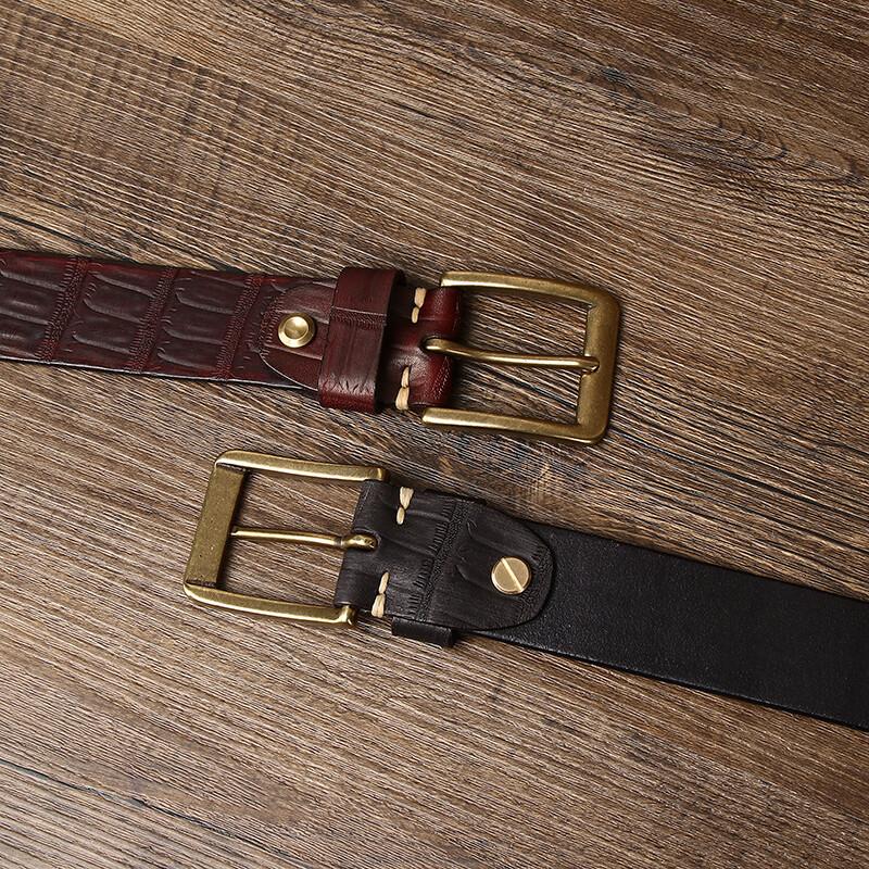 Belt Men's Retro First Layer Cow Leather Belt Men's Leather Pin Buckle Fashion Trend Embossed