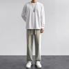 Men's Japanese-Style Light Drawstring Jeans: Elastic Waist, Loose Straight, Wide-Leg, Casual Floor-Length Pants
