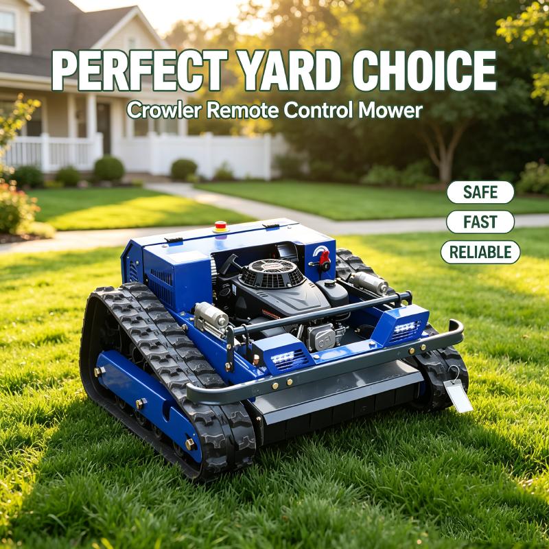 High Efficiency Gasoline Crawler Remote Control Robot Lawn Mower Adjustable Cutting Height For Farm