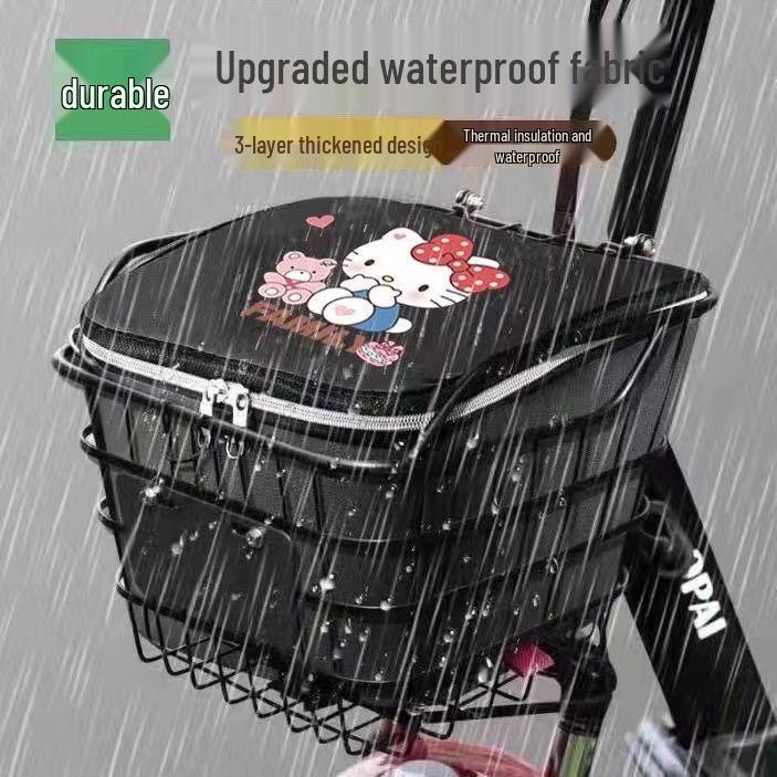 Electric Vehicle Basket Liner: Waterproof, Dustproof Cover with Lid for Front Bicycle Storage