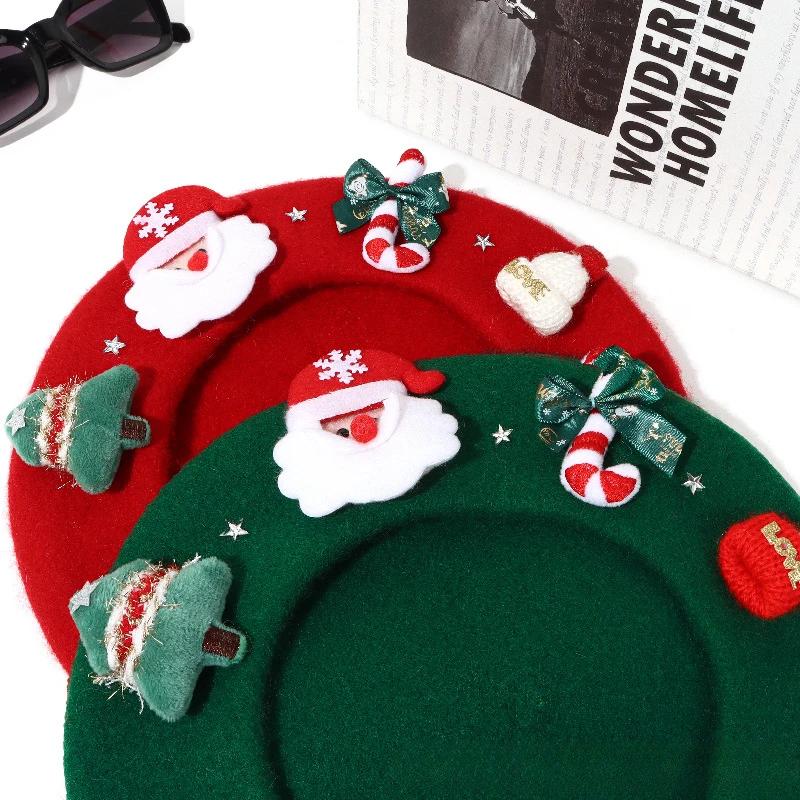 Children Hats 2024 Cute Cartoon Festival Accessories Christmas Elements Winter Hats Child Warm Outwear Cap Versatile Wool Hats