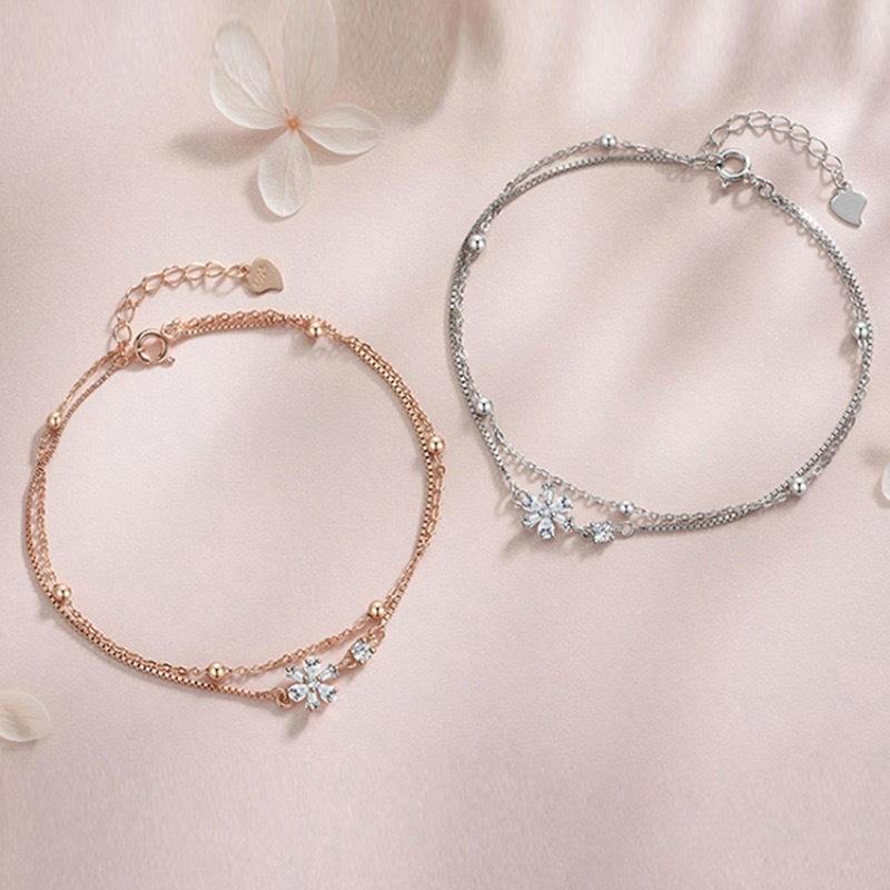 Cherry Blossom Double Bracelet Women's Light Luxury Niche Exquisite Fresh Sweet and Advanced New Gift for Girlfriend