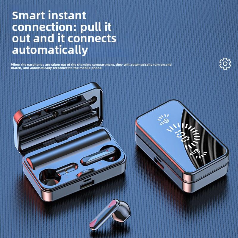 QUEED S20 Bluetooth Headphones with Mirror Surface, Digital Display, TWS Touch Semi-in-ear Wireless Headphones