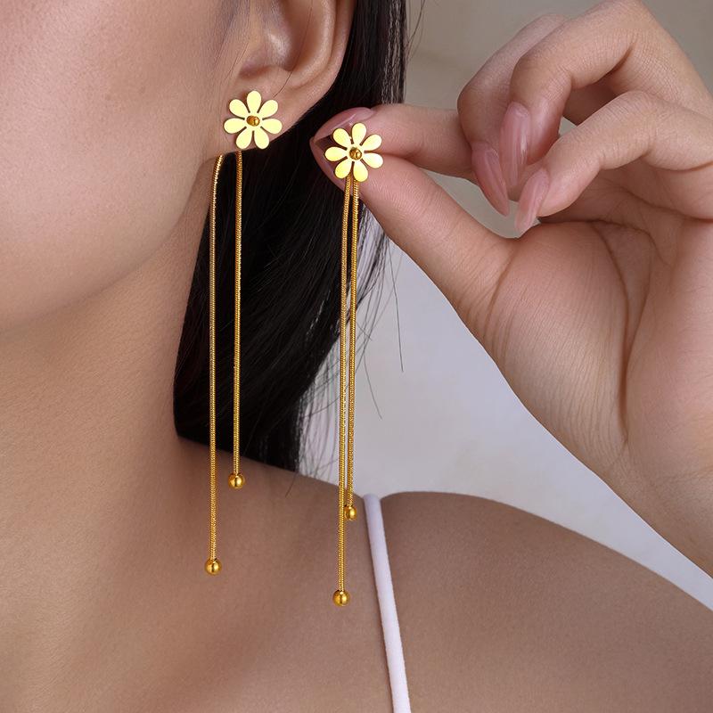 Golden Butterfly Long Chain Tassel Earrings - Elegant and Trendy Design for Women