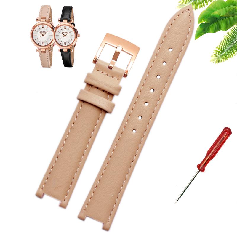 Genuine Leather Watch Band Women's Watch Strap for Folli Follie Lady Bubble Series Notch Pin Buckle Watch Bracelet 12MM 16MM 20