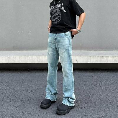 Autumn And Winter New American High Street Washed Light Colored Jeans For Men And Women Straight Leg Slightly Flared Loose Wide Leg Pants