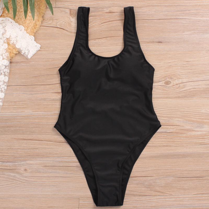 

Women s 2020 Sexy One-Piece Swimsuit with Chest Pads, Solid Color, Sleeveless Triangle Beachwear Extra Large чёрный
