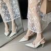 Women'S Shoes Spring Pointed Toe Thin Heel High Heel Elegant French Style Fashion Sexybeautiful Closed Toeback Strap