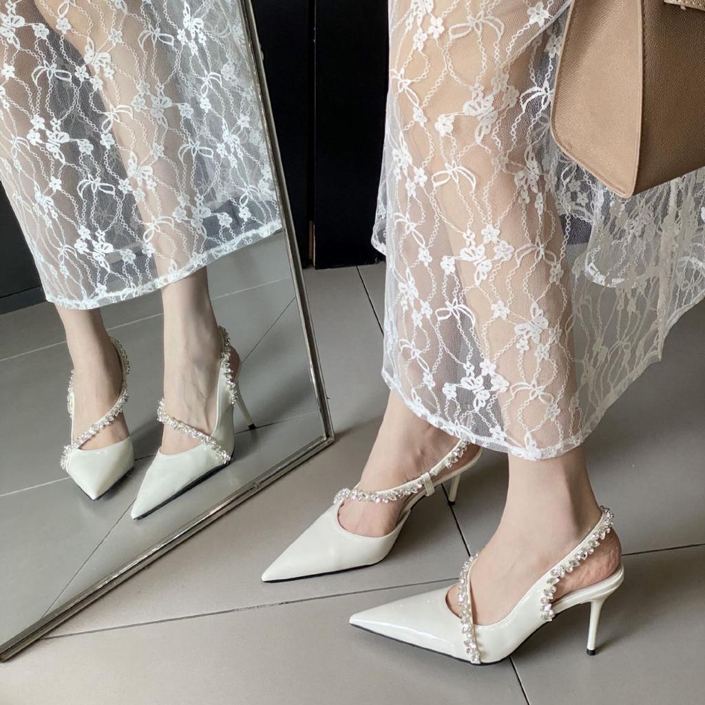 Women'S Shoes Spring Pointed Toe Thin Heel High Heel Elegant French Style Fashion Sexybeautiful Closed Toeback Strap