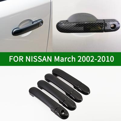 Carbon Fiber Patterns Side Door Handle Cover Trim For Nissan March Third Generation K12 2002-2010  2003 2004 2005 2006 2007