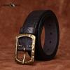 Ice Crack Bronze Buckle Thick Top Layer Cowhide Belt Men's Genuine Leather Fashion Trend Personality Jeans Belt
