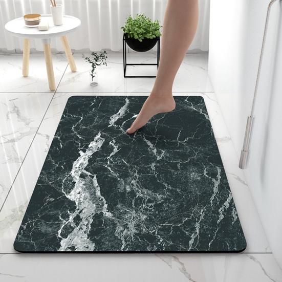 Marble Print Bathroom Rug Diatomaceous Earth Absorbent Entrance Rug Non Slip Door Mat Marbling Floor Mat