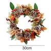 New Artificial Wreath Fall Maple Leaves Wreath with Decorative Pine Cone Red Berry Front Door Wreath Christmas Floral Rattan Garland