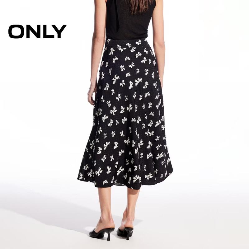 Only 2026 Spring Bow Print A-Line Midi Skirt