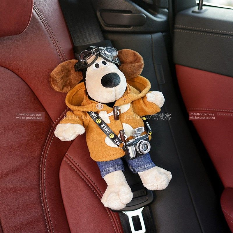 Car Seatbelt Shoulder Pad Cute Cartoon High-End Style Dog-Shaped Car Protective Cover Anti-Neck Strain Car Decoration