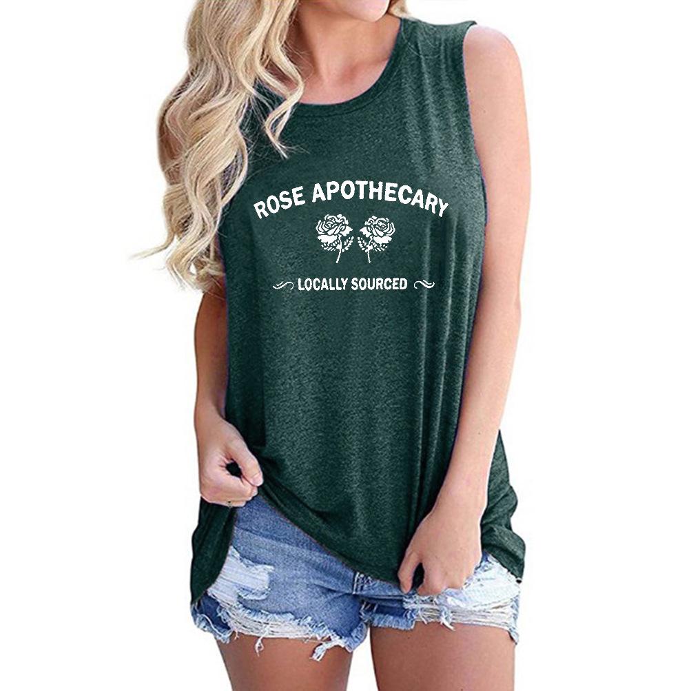 Women's Summer 2021 Sleeveless Letter Print Round Neck T-Shirt