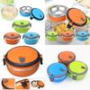 Modern Minimalist Stainless Steel Round Lunch Box For Adults 5l Capacity Multiple Layers Microwave Incompatible