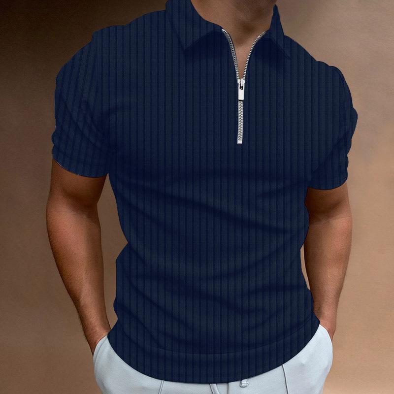 Polo de negocios a rayas de color liso con estampado 3D para hombre