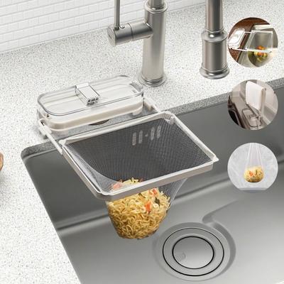 Triangular Corner Foldable Drainer Net Strong Suction Cup Sankaku Corner Drain Ditch Garbage Receptacle Drain Garbage Receptacle Holder Sink Garbage