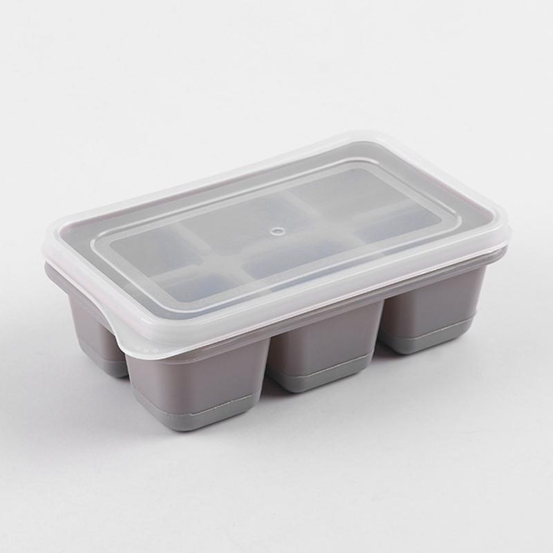 6-fackig isbollsform av silikon, BPA-fri med avtagbara lock, isform