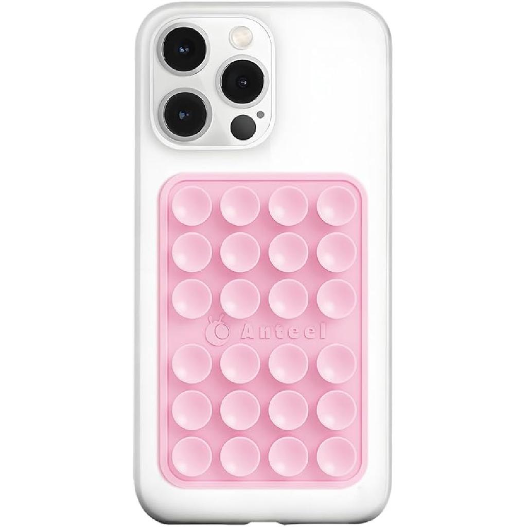 Anteel Medium-Sized Silicone Suction Phone Case Adhesive Mount, Durable, Hands-Free Sticky Phone Holder, Upgraded Thickened and Enhanced Suction