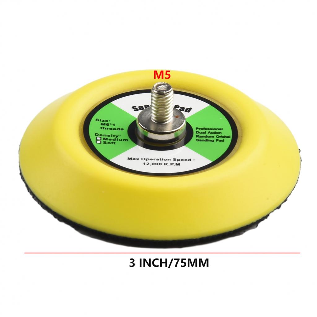 5pcs 3\ 75mm  Sanding Polishing Backing Pad M6 Thread For Air Sander New