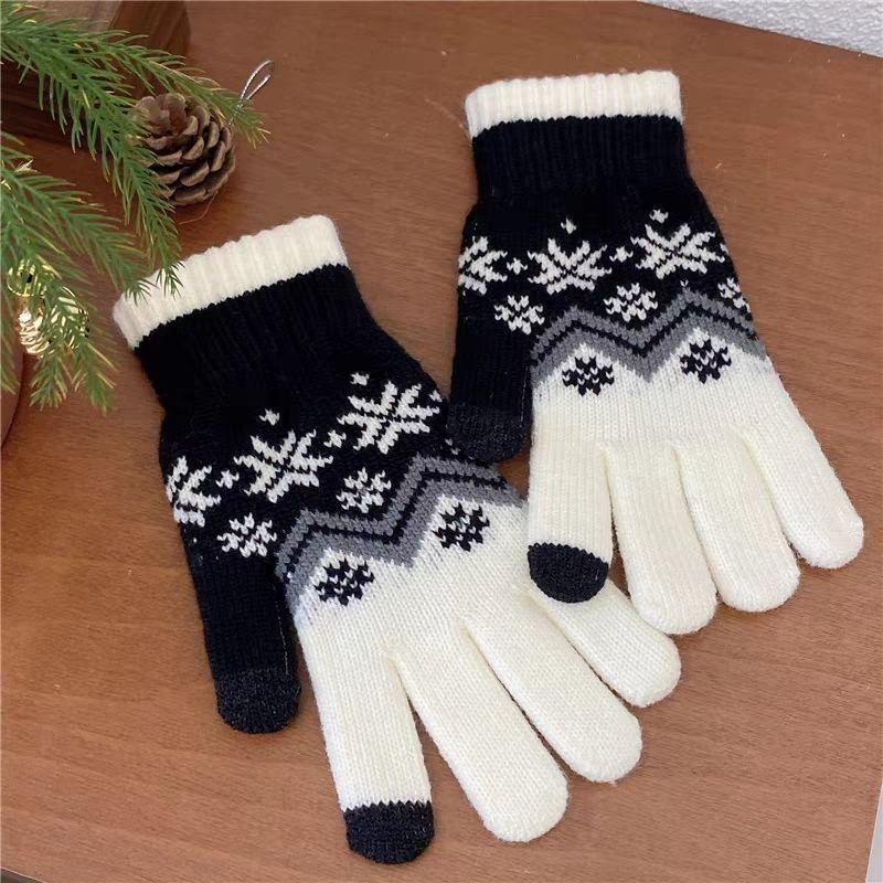 Women Winter Cycling Touch Screen Knitted Glove Students Fashion Warm Full Finger Mittens Female Knitted Glove Wholesale T89