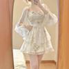 Sunscreen chiffon floral dress women's summer high-end temperament fairy irregular skirt waist small short skirt