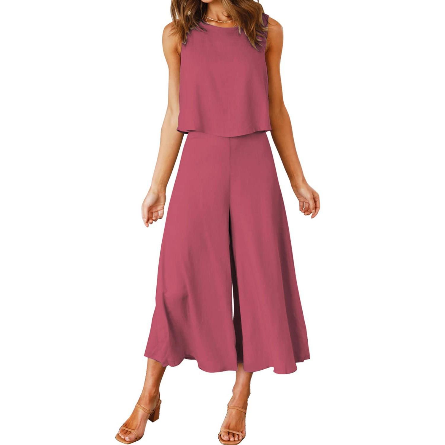 

Women s Sleeveless Wide Leg Jumpsuit in Purple, Pink, Blush, and Coral XXL фуксия