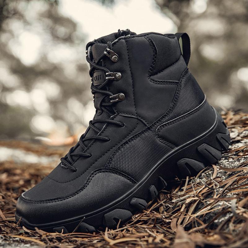 Men's High-top Military Boots Outdoor Hiking Boots Rubber Sole Shoes Large Size 39-47