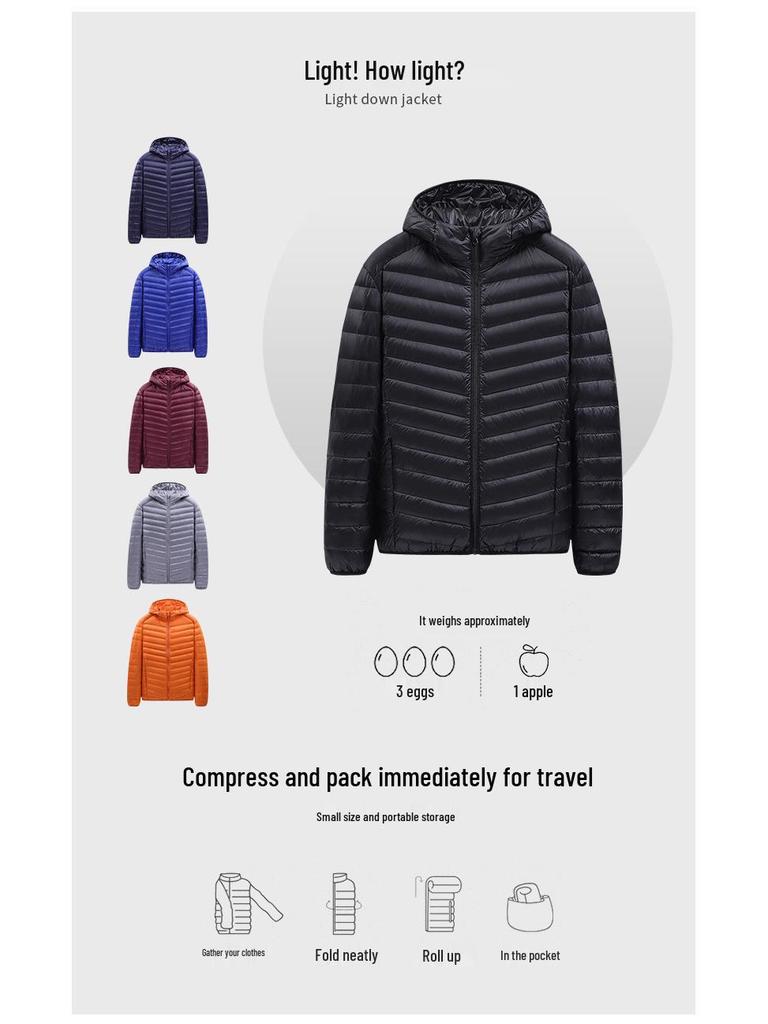 Men's Lightweight Solid Color Down Jacket - Warm, Short, Casual, Versatile for Autumn/Winter.