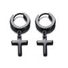 Drop Cross Earring Mens Egyptian Ankh Michael Hang Dangle Earrings Black Stainless Steel Male Punk Jewelry