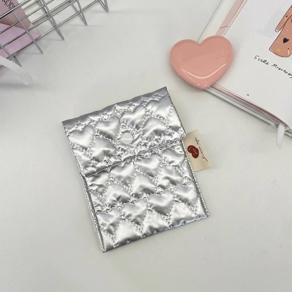 Large Capacity Sanitary Napkins Storage Bag Embossed Bow Makeup Bag Multi-Purpose Use