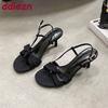 Fashion Fashion Round Toe Elegant Women Heeled Sandals Shoes Shallow Female Butterfly-Knot Ladies Medium Heels Sandals Shoes Pumps