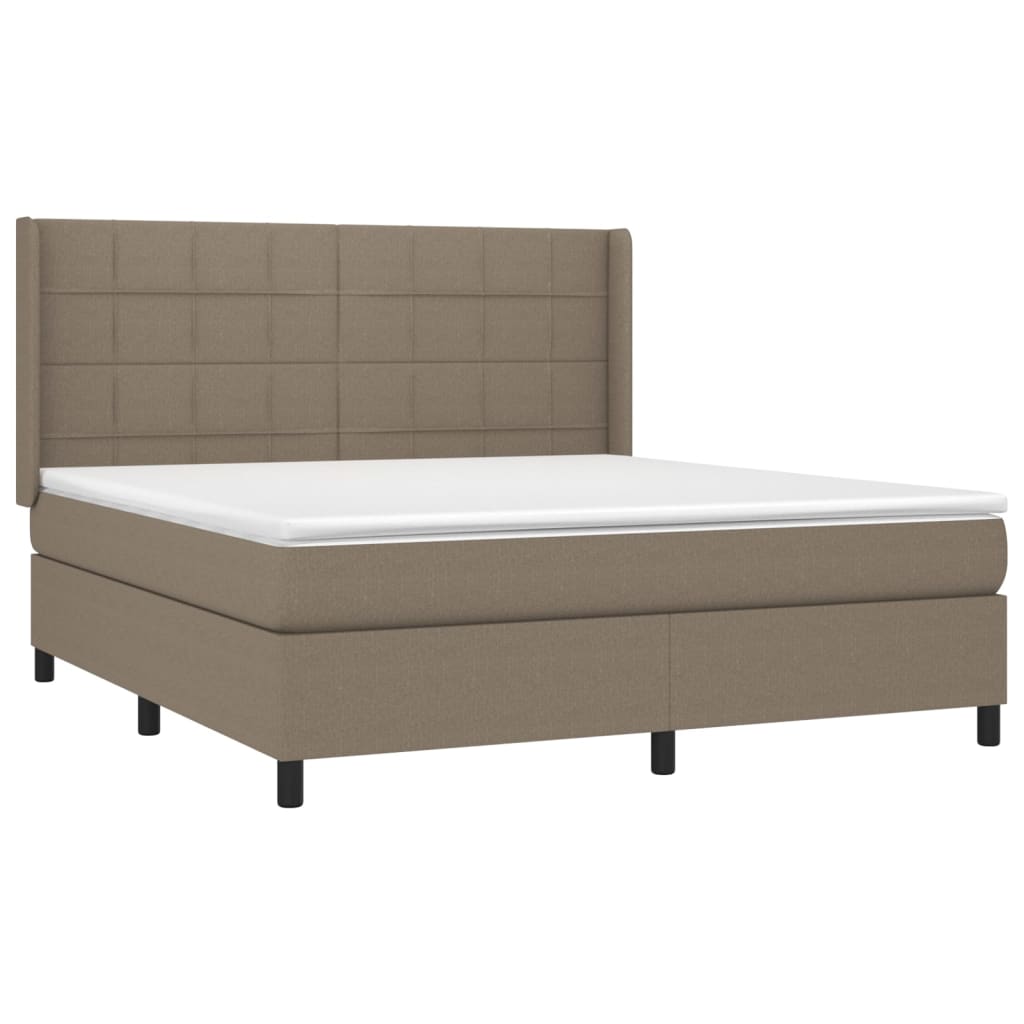 Vidaxl Letto Continentale Con Materasso, Taupe, Tessuto, 180X200 Cm