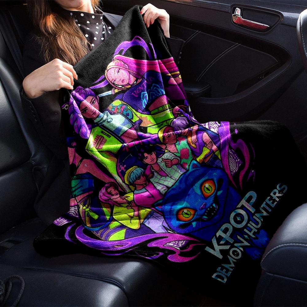 Kpop Demon Hunters Blanket Soft Throw Blanket For Home Bedroom Bed Sofa Travel Office Solid Christmas Blanket