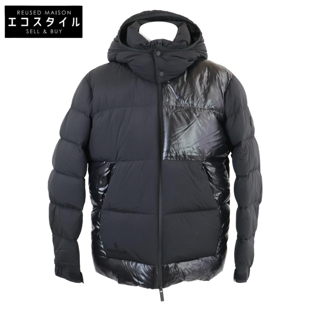 MONCLER PALLARDY/Paradise Back Logo Bi-Color Hooded Down Jacket 1 blackUsed