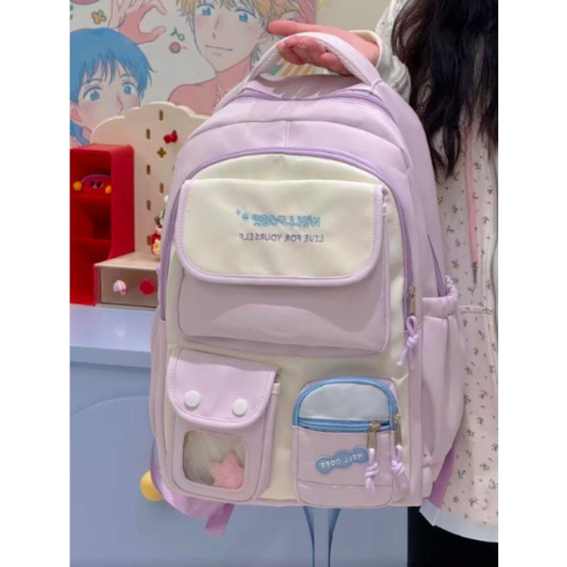 New college style student schoolbag large capacity candy color fresh high value travel lightweight versatile backpack